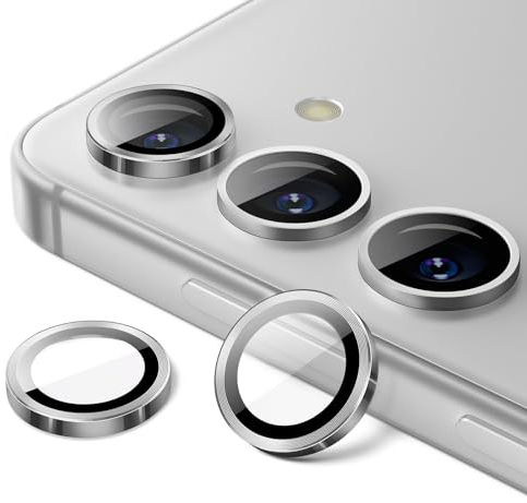 JETech Camera Lens Protector for Samsung Galaxy S24+ / S24 Plus, 9H Tempered Glass Metal Individual Ring Cover, Easy Installation Tray, HD Clear, 1 Set (Marble Gray)