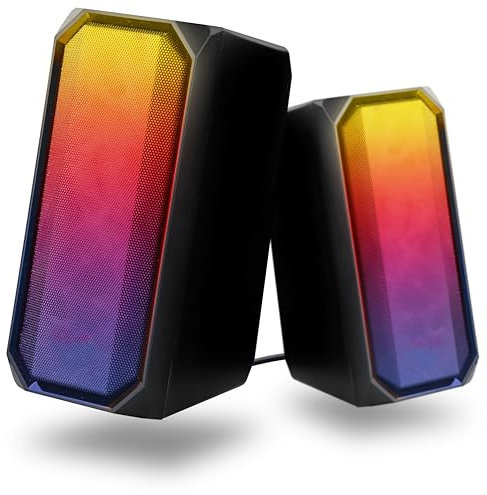 T'nB - Enceintes filaires et Bluetooth rétroéclairées RGB avec 6 Modes Lumineux - Noir