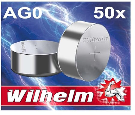 50 x AG0 Wilhelm LR521 LR63 379 Batterie Alkaline Knopfzelle Knopfbatterie 1,5V Größe 5,8 x 2,15mm