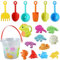 CLIUNT Strand Sandspielzeug Set, 18 Stück Sandkasten Strand Spielzeug, Beach Sand Toy Set, mit Eimer, Schaufel, Sandformen, Gießkanne für Kinder Jungen Mädchen
