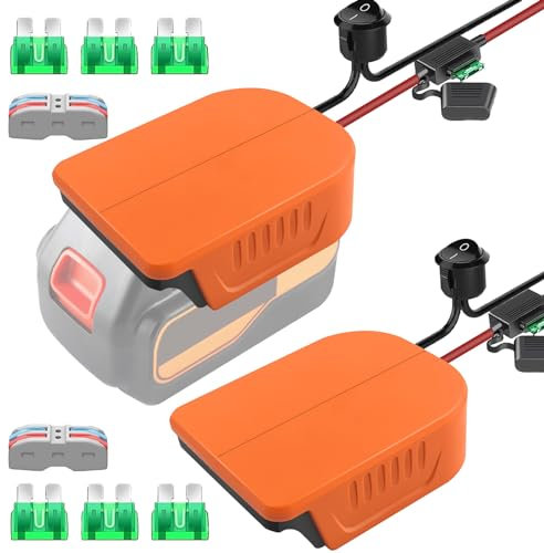 2 Packs Power Wheel Adapter for Black+Decker 20V MAX Lithium Battery Adapter Power Wheels Battery Converter Kit with Fuses & Wire Terminals, 12AWG Wire, Power Connector for DIY Rc Car Toys, Robotics