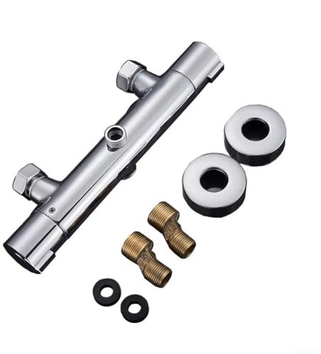 Thermostat-Duscharmatur, zwei Ausgänge, Wandmontage, Thermostat-Badewannen-Duscharmatur für Bad, Chrom, Thermostat-Mischbatterie