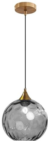 Tropibed Bunt Glaskugel Pendelleuchte, 20cm Wasser-Muster Glas Lampenschirm, Lampenfassung E27 Glas Hängeleuchte Für Küche Schlafzimmer Wohnzimmer Kronleuchter (Grau)