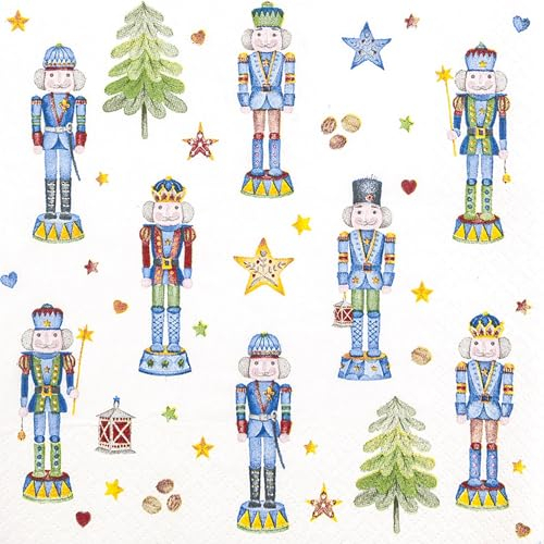HOME FASHION Nutcrackers Napkin 33 x 33 cm Pack of 20 Festive Christmas Decorative
