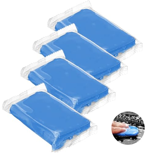 Reinigungsknete, Reinigungsknete Auto,Knete Lack, Lackreinigungsknete zur Lackpflege, Auto Car Clay Bar, 4 x 100 g Lackreinigungsknete, Lackknete für Autos Motorrad Trucks Wohnwagen, Blau