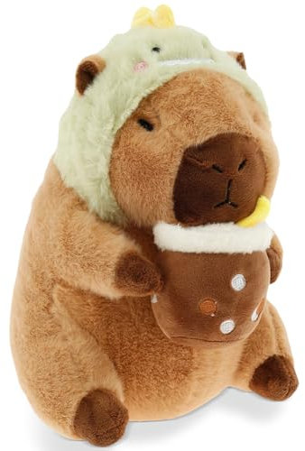 Kayuneed Niedliche Capybara Kuscheltier mit Dinosauriern - 30cm Capybara Plüschtier, Capybara Plüsch Kissen Spielzeug, Capybara Plushie Puppen, Geburtstagsgeschenk für Jungen Mädchen und Home Deko