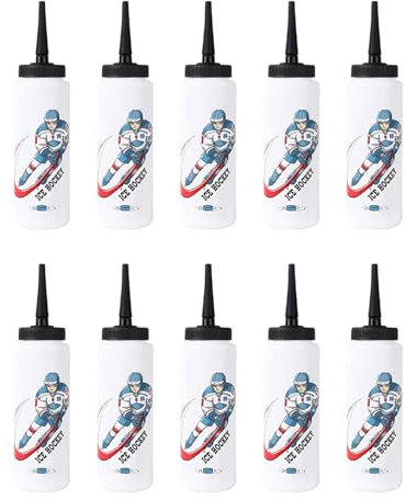 ISTOVO 10X Botella de Agua de Hockey sobre Hielo de 1000ML Botella PortáTil de Alta Capacidad para FúTbol Botella Deportiva de DiseñO CláSico A