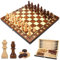 UCAMP Juego De Ajedrez 3 En 1 de Madera,Tablero Ajedrez Magnetico,Tablero Ajedrez Madera Plegable,Mini Ajedrez Portatil,para Actividades Familiares Fiesta Adultos Niños Viaje(29 * 29cm)