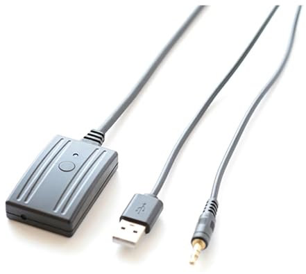 KUWAYO Kit Voiture 12 V Bluetooth 5.0 Adaptateur Mains Libres for appels téléphoniques Radio sans Fil Stéréo AUX-in Câble auxiliaire Prise Jack USB 3,5 mm