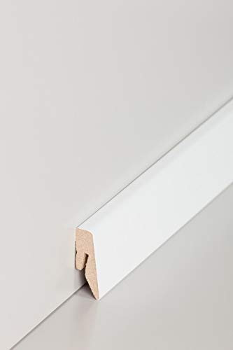 Sockelleiste MDF 15 x 40 x 2500 mm MDF-Kern foliert Hochglanz Weiß zum Kleben, Clipsen, Schrauben & Nageln Fußleiste by PROVISTON 12.5 Meter | 5 Stück
