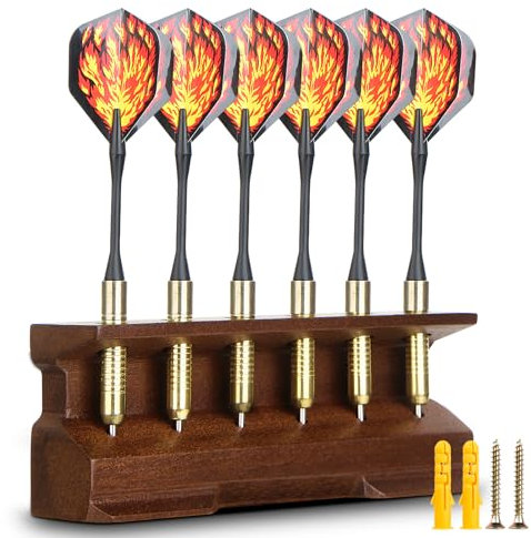 Enjoyard 2-in-1 Wooden Dart Holder and Wall Dart Holder, Decoration Dart Holder, Display Rack for Darts Holder, Dart Holder for Home, Playroom (Walnut Colour, 15 x 3.7 x 5.8 cm)