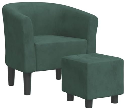 356452 Fauteuil club avec repose-pieds en velours Vert foncé