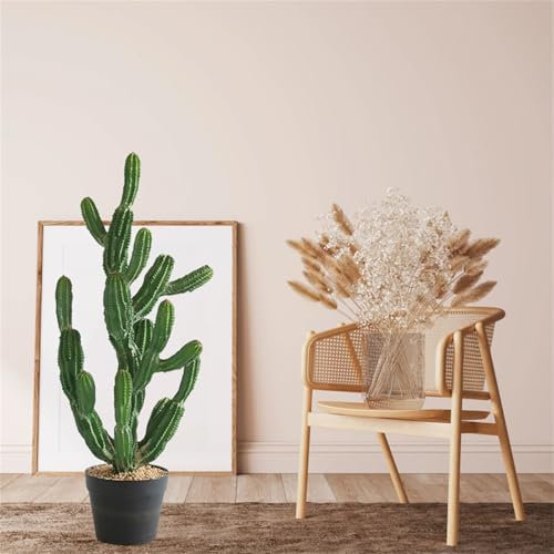 Cachpib Planta artificial de cactus de 80 cm con maceta, planta artificial grande, cactus artificial para casa, oficina, jardín, decoración interior y exterior