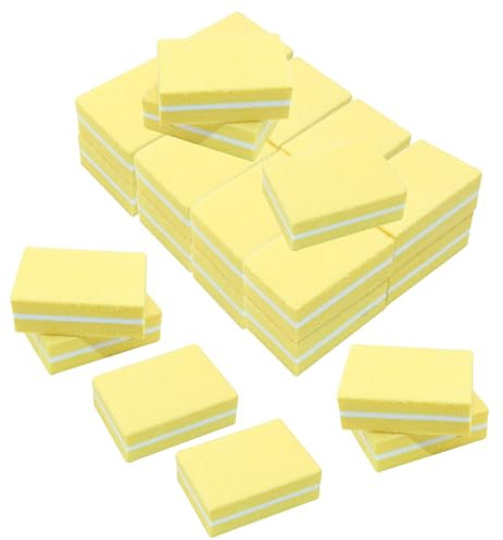 Verkelly 50 Pcs Mini Nail Buffer Blocks, 100/180 Grit Buffing Blocks Nail File Sponge(Yellow)