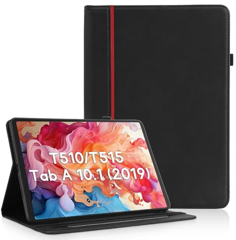 AsWant Funda para Samsung Galaxy Tab A 10.1 2019 (SM-T510/SM-T515) - Protectora TPU con Soporte/Cartera, Auto Activación/Reposo Funda Galaxy Tab A (Negro)