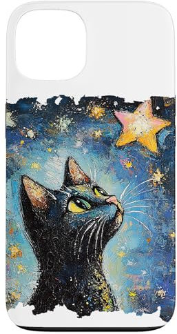 Gato de medianoche con ojos estrellados Carcasa para iPhone 13