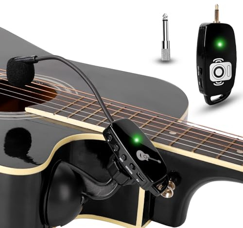 Wireless Instrument Microphone for Acoustic Guitar: 2.4G Cordless Mics | Clip-on Mic Transmitter and 6.35mm Receiver, for Musicians, Teachers, Stage Performances, PA System,Voice Amplifier