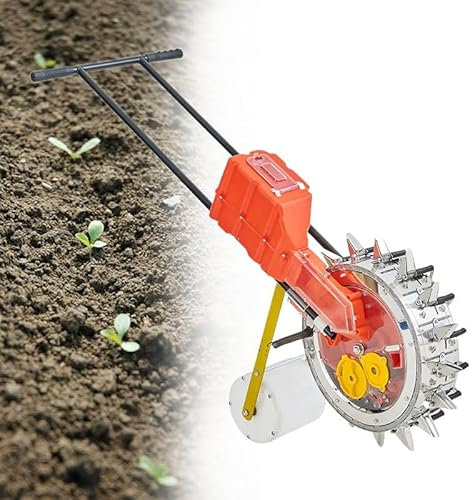 Machine de semis agricole – Chariot manuel avec mesure de précision, pneus tout-terrain, cadre en acier lourd pour une plantation efficace de ferme et de serre