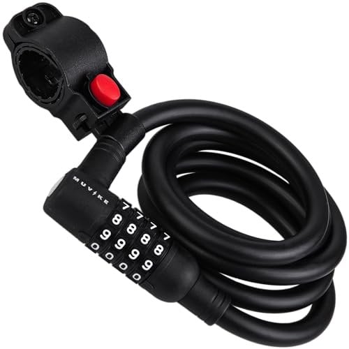 MUVIKE FLEX 1500/12C Bicycle Lock - 150 cm Cable Lock with Combination Code - 12 mm Steel Cable with PVC Coating - Extra Long - Security Level 7 - Ideal for Bicycle E-Bike Scooter Children's Bicycle