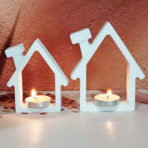 2 Stück Silikonformen Gießformen Häuser, Haus Silikonform Kerzenhalter Gießformen Silikon Haus Gipsformen zum Gießen Silikonform Einschieber Giessform Silikon Gießform Weihnachten für Handwerk (A)