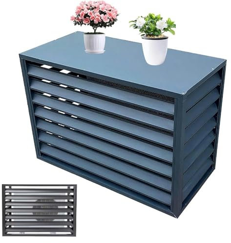 OPOLDBDMAC Cache Climatiseur Exterieur Aluminium,Cache Pompe A Chaleur Extérieur, Antivol, Réduction du Bruit, Couverture De Climatisation pour CDécoration Extérieure(Gray,100 * 50 * 70cm)