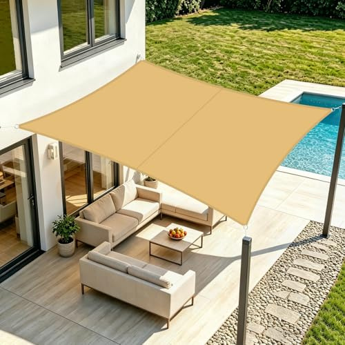 LOVE STORY Toldo Vela Rectangular 3x5m,Protección UV para Exterior Patio