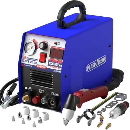 55A Plasma Cutter,CUT55Pro 230V Air Plasma Cutting Machine with Pilot Arc Non-Touch,IGBT Inverter, LED Display, Portable Metal Cutter for Stainless Steel, Aluminum, Copper, Up to 14mm Clean Cut