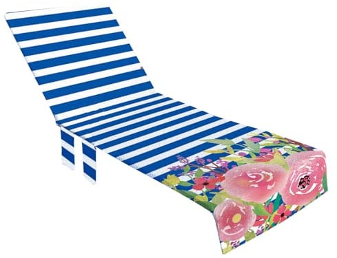 Huitrcrio Sun Lounger Towels, Beach Sun-bed Towels, 210x73cm Microfiber Soft Beach Chair Towel With 2 Side Pockets For Loungers, Outdoor Lounge Chair Cover For Garden, Hotel, Patio, Pool Chairs