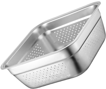 NUOBESTY Colino Lavaggio Verdure in Acciaio Spesso Scolapasta Quadrato Grande Capacità per Frutta e Riso Drenaggio Efficiente Salva Spazio per Cucina