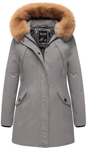 REPUBLIX Damen Gefütterte Dicke Winter Jacke Mantel Parka mit Kapuze RJ-8013