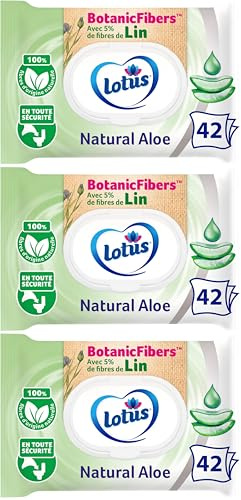 Lotus Papier Toilette Humide Natural Aloe - Sans colorant, ni parfum - Fibres FSC 100% d’origine naturelle - 42 unités (Lot de 3)
