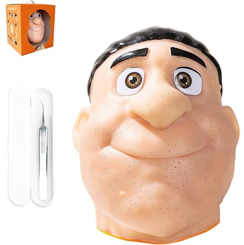 Kopf zum Pickel Ausdrücken Spielzeug, 25cm Realistische Pickel Ausdrücken Puppe mit Zubehör, Anti-Stress Spielzeug für Erwachsene, Wiederverwendbare Squeeze Toy (1, Incarnadine)