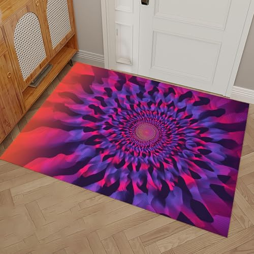 Fußmatte Optische Täuschung Spiralmuster 50 x 80 cm – Schmutzfangmatte für Innen & Außen, rutschfest mit hoher Saugkraft – vielseitige Designs - Lila