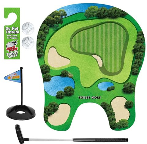 VISLONE Indoor Putting Kit, Bathroom Golf Game for Adults with Portable Mat, Fun Toilet Time Sports Toy for Home Office Entertainment (Luxury Bathroom Golf)