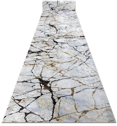 rugsx Läufer Antirutsch Lotus Marble 21136 beige - Waschbar - 80x550 cm - Rutschfester Teppich für Flur & Küche