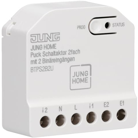 JUNG HOME BTPS2B2U Puck Schaltaktor 2-fach Unterputz Bluetooth Mesh | 2 Kanäle mit 2 Binäreingängen