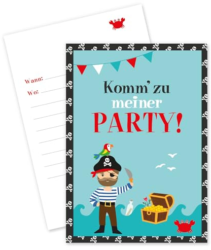 12x Piraten Einladungskarten zum Kindergeburtstag / Piraten Party Einladungskarten Piraten Kindergeburtstag Einladung Kindergeburtstag Piraten Einladung Kindergeburtstag Junge Einladungen Piraten