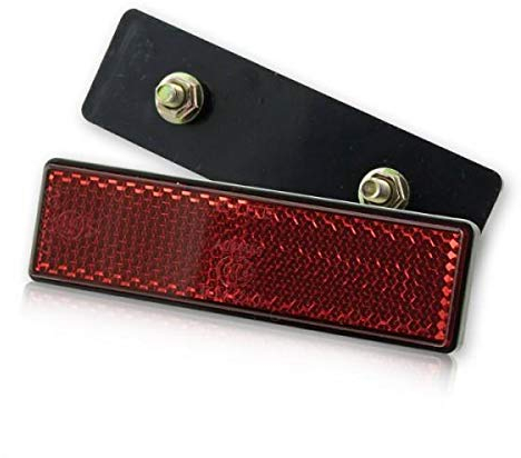 Reflektor Motorrad hinten rechteckig rot 94x27,5mm 2 x M5 Bolzen Rückstrahler Katzenauge Roller Quad E-geprüft