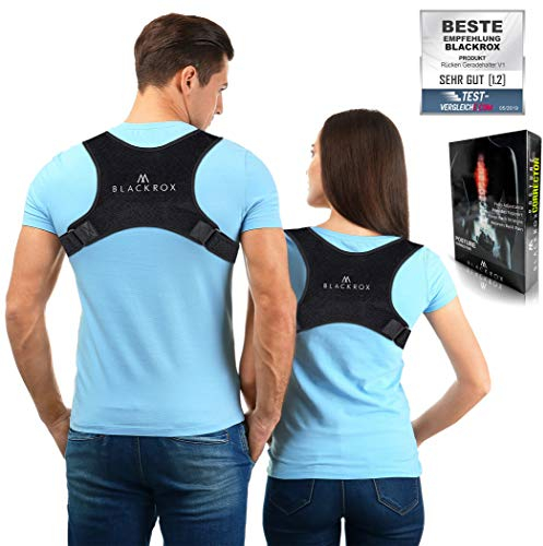 Blackrox Rückenstabilisator Vergleichssieger Haltungskorrektur für Schulter & Rücken Geradehalter Verstellbare Größe Damen Herren, Schwarz, one size