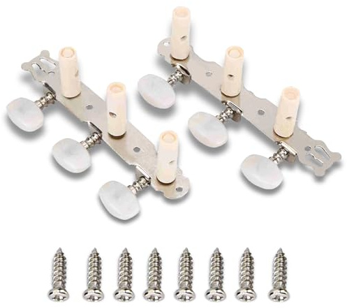 2 Stück Stimmgerät für Klassische Gitarre, Mechanische Anker und Schlüssel für Gitarre, Stimmwirbel, Metallmechaniken, Stabile und Schnell Zu Installierende Saitenstimmer