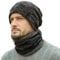 Bequemer Laden Herren Winter Warm Beanie Mütze und Loop Schal Set mit Fleece Gefütterte Thermo Wintermütze Strickmütze Mützen Schlauchschal Schals Geschenk Männer, Einheitsgröße, A Schwarz