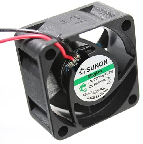 Sunon Electronic Component Fan, HA40201V4-1000U-A99, 40x40x20mm, 9.3m3/h, Ultra-silent, 12V, 0.38W, 2.0decibels, Plastic, Compatible with Printer