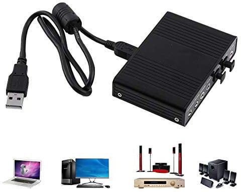 6 Channel Sound Card, External Digital Optical SPDIF Audio Output Adapter USB Hubs Audio Adapter for laptops Desktop Computers