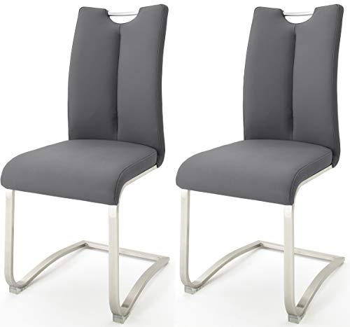 Robas Lund Esszimmerstühle 2er Set Grau, Schwingstuhl Esszimmerstuhl max. 140 Kg Belastbar, Stuhl Artos