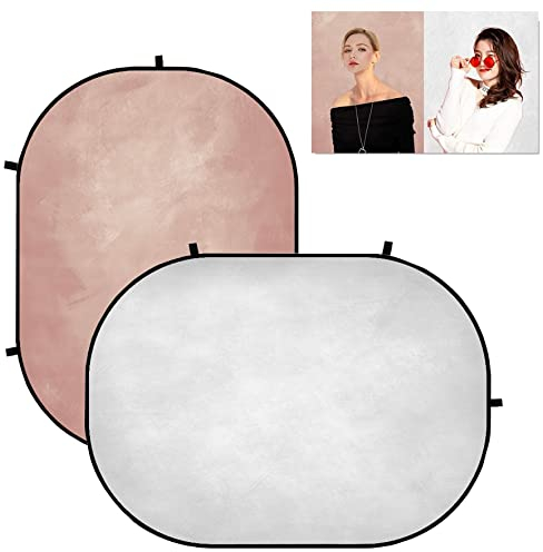Kate Backdrop 5x6.5ft(1.5x2m) Pink Texture/Smoke Grey Collapsible Pop up Backdrop Double-sided Microfiber Flexible Frame Background Photography Carrying Case Included