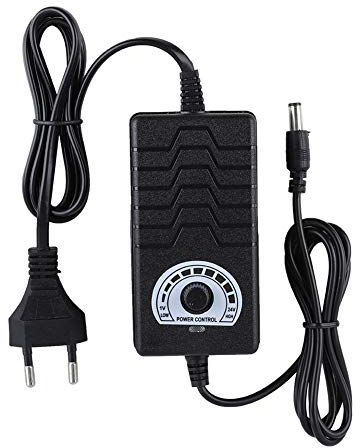 ASHATA Adaptador de Fuente de alimentación Ajustable, 48W 2A 1-24V Adaptador de Corriente de Voltaje Ajustable Control de Velocidad del Motor para Ventiladores eléctricos
