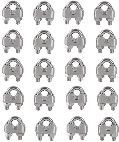 M5 Seilklemme Drahtseilklemme U Bolzen Edelstahl 304 Bügelformklemme Stahlseil fur kabel Wäscheleine Drahtseilkabel 20 Stück