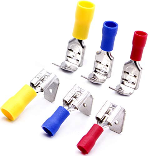 Flachsteckhülsen 25 Stück, GELB 4-6mm² mit Abzweig Abzweigverbinder 6,3mm Steckbreite Flachsteckverteiler Kabelschuhe doppelt Steckverteiler Doppel