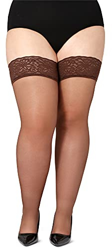 Bellivalini Damen halterlose Strümpfe mit Spitze Plus Size 20 DEN BLV-1126