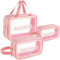 LEcylankEr Beauty Case da Viaggio Trasparente Set, Trousse Trucchi Donna, Borsa da Toilette in PU-PVC (Rosa)
